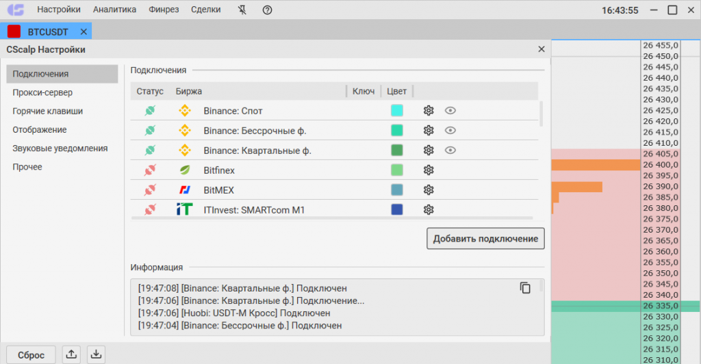 CScalp, торговый терминал, терминал для Binance